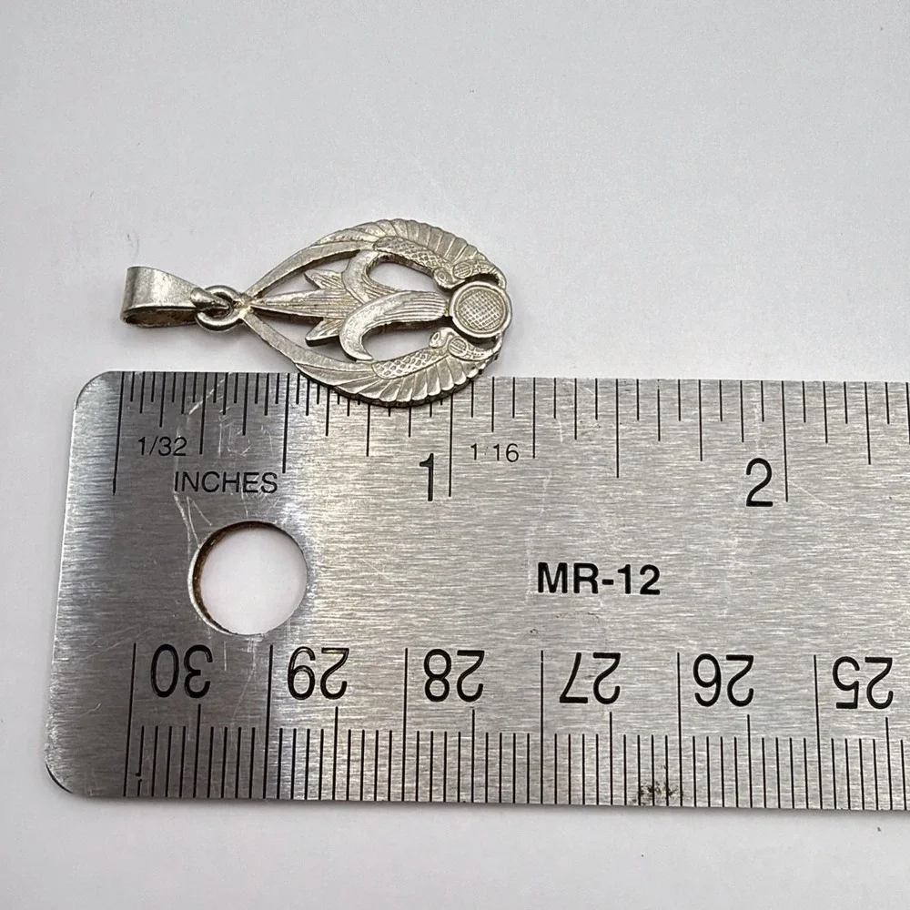 Antique Victorian Egyptian Silver Lilly Flower Serpents Pendant Hallmarked